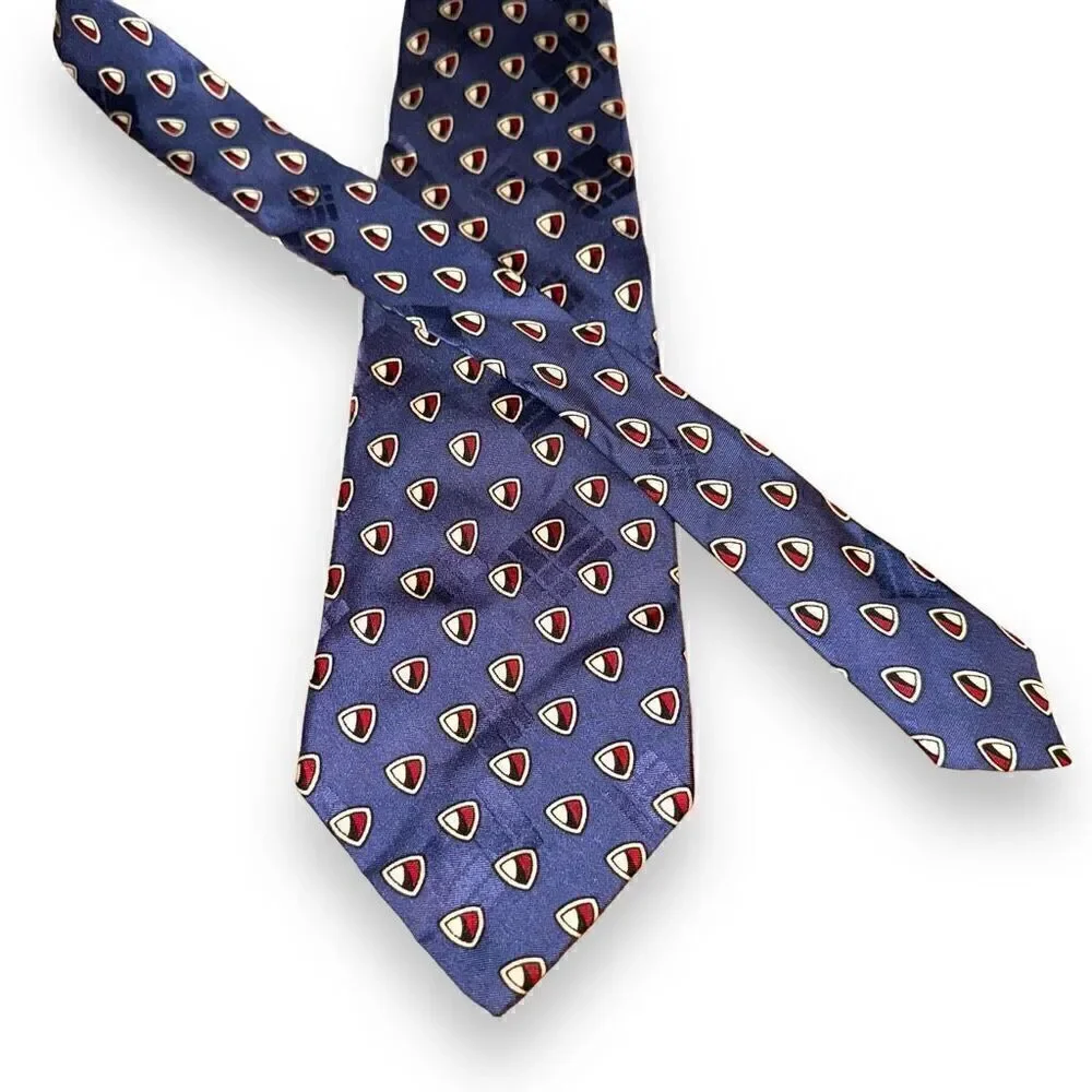 Polo Ralph Lauren Blue Shield Handmade in USA Silk Tie